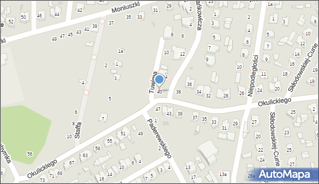 Tomaszów Lubelski, Okulickiego-Niedźwiadka Leopolda, gen., 40, mapa Tomaszów Lubelski
