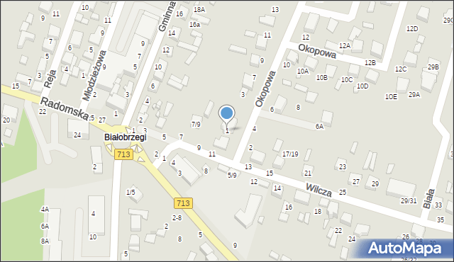 Tomaszów Mazowiecki, Okopowa, 1, mapa Tomaszów Mazowiecki