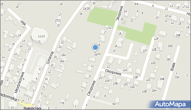 Tomaszów Mazowiecki, Okopowa, 13, mapa Tomaszów Mazowiecki