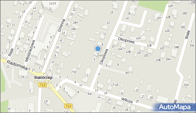 Tomaszów Mazowiecki, Okopowa, 3/5, mapa Tomaszów Mazowiecki