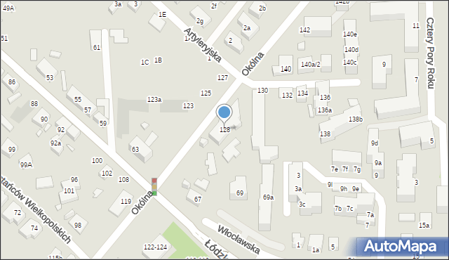 Toruń, Okólna, 128, mapa Torunia