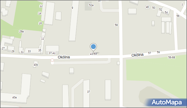 Toruń, Okólna, 43-53, mapa Torunia