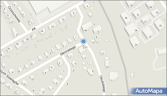 Trzebnica, Okulickiego Leopolda, gen., 1, mapa Trzebnica