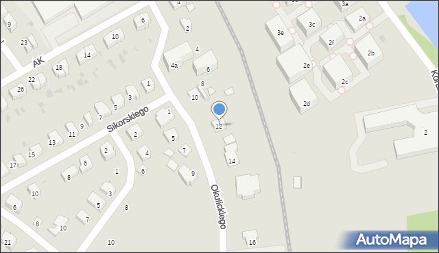 Trzebnica, Okulickiego-Niedźwiadka Leopolda, gen., 12, mapa Trzebnica