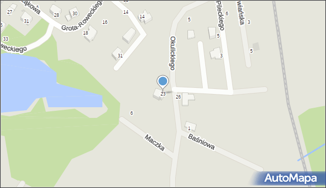 Trzebnica, Okulickiego-Niedźwiadka Leopolda, gen., 23, mapa Trzebnica