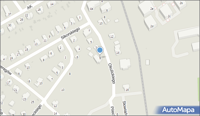 Trzebnica, Okulickiego-Niedźwiadka Leopolda, gen., 9, mapa Trzebnica