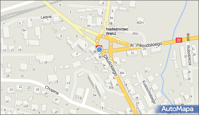 Wałcz, Okulickiego Leopolda, gen., 36, mapa Wałcz