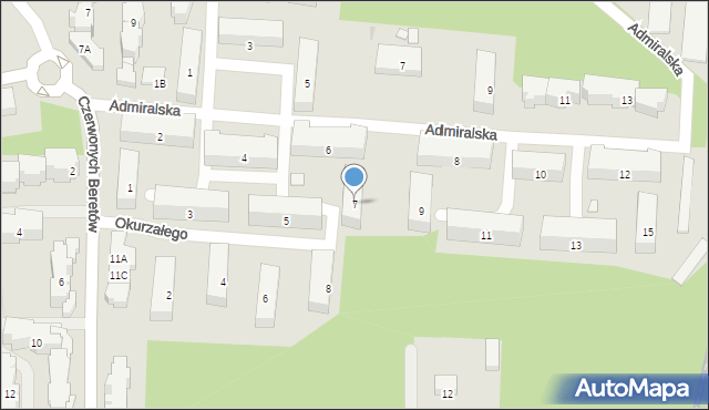 Warszawa, Okurzałego Michała, 7, mapa Warszawy