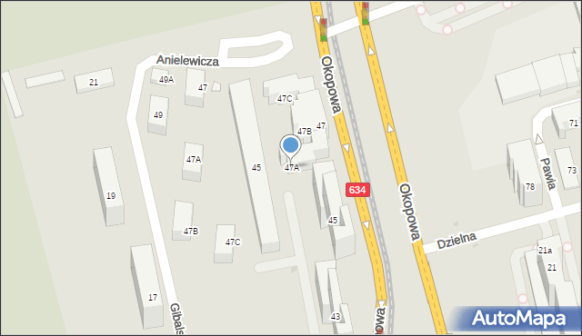 Warszawa, Okopowa, 47A, mapa Warszawy