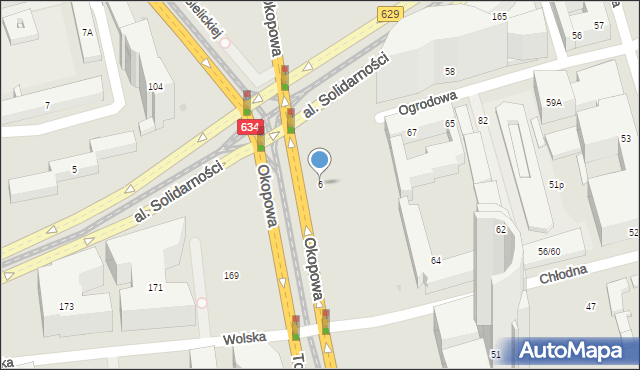 Warszawa, Okopowa, 6, mapa Warszawy