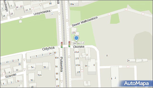 Warszawa, Okolska, 2b, mapa Warszawy