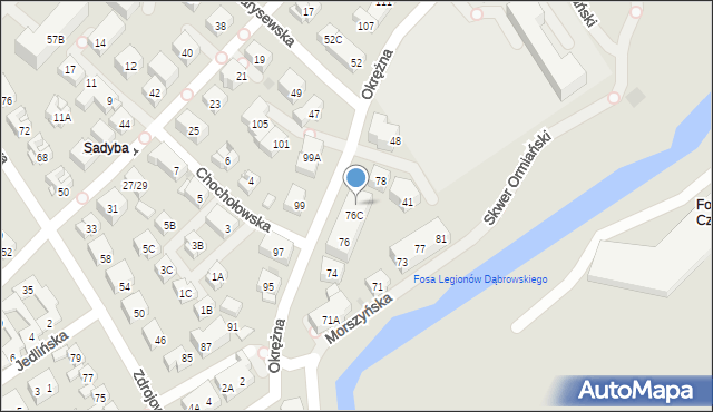 Warszawa, Okrężna, 76D, mapa Warszawy