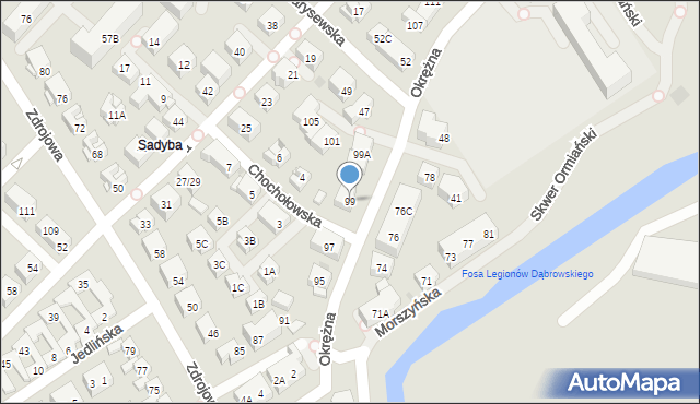 Warszawa, Okrężna, 99, mapa Warszawy