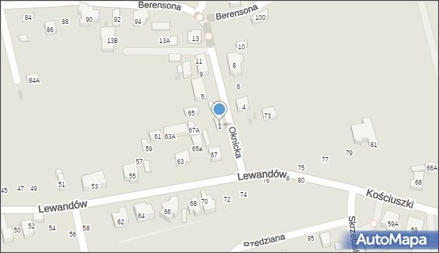 Warszawa, Oknicka, 1, mapa Warszawy