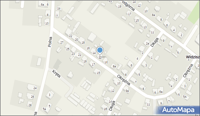 Widziszewo, Okrężna, 12, mapa Widziszewo