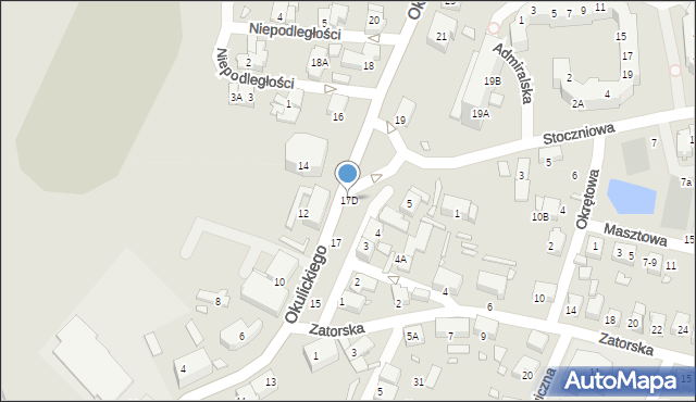 Wrocław, Okulickiego Leopolda, gen., 17D, mapa Wrocławia