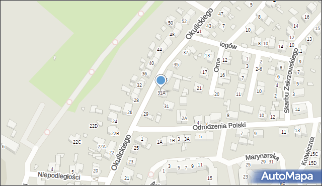Wrocław, Okulickiego Leopolda, gen., 31A, mapa Wrocławia