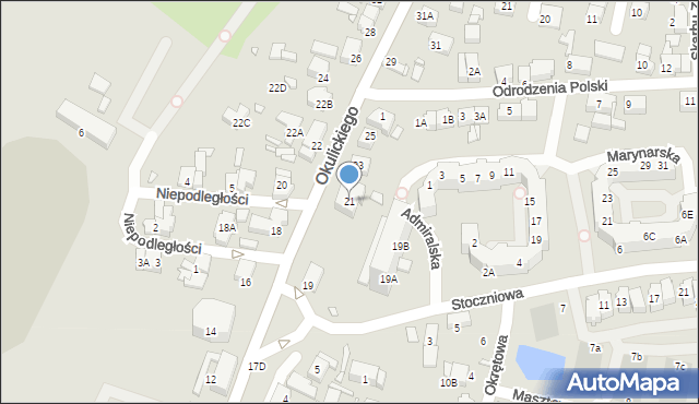 Wrocław, Okulickiego-Niedźwiadka Leopolda, gen., 21, mapa Wrocławia