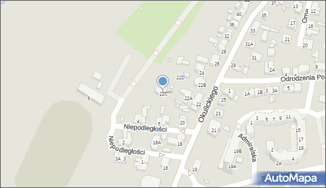 Wrocław, Okulickiego-Niedźwiadka Leopolda, gen., 22C, mapa Wrocławia