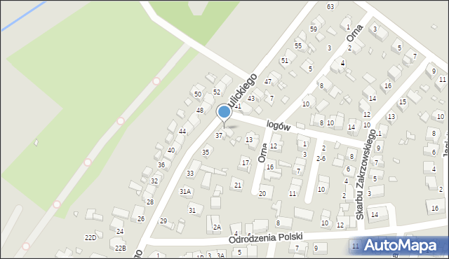 Wrocław, Okulickiego-Niedźwiadka Leopolda, gen., 39, mapa Wrocławia