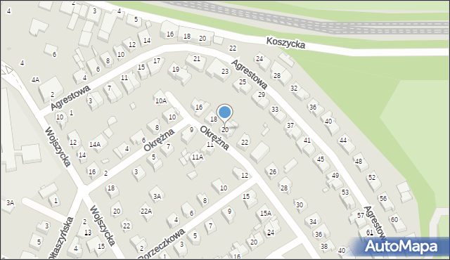 Wrocław, Okrężna, 20, mapa Wrocławia