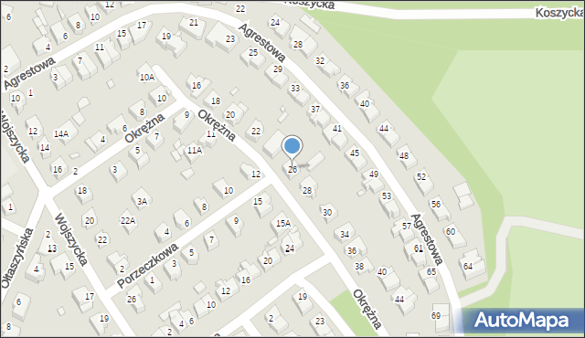 Wrocław, Okrężna, 26, mapa Wrocławia