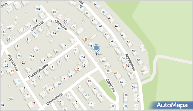 Wrocław, Okrężna, 30-32, mapa Wrocławia