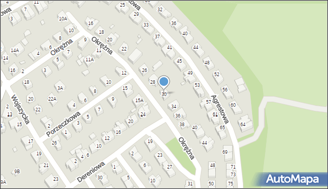 Wrocław, Okrężna, 30, mapa Wrocławia