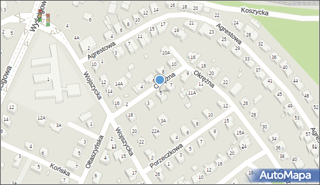 Wrocław, Okrężna, 5, mapa Wrocławia