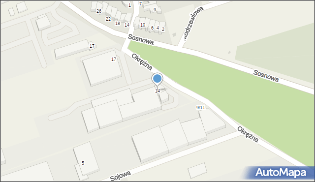 Wysogotowo, Okrężna, 14, mapa Wysogotowo