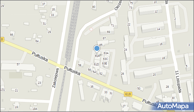 Wyszków, Okrzei Stefana, 61A, mapa Wyszków
