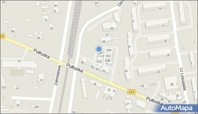 Wyszków, Okrzei Stefana, 61C, mapa Wyszków