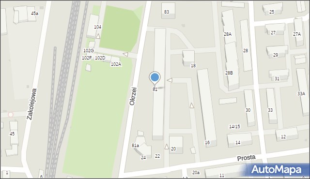 Wyszków, Okrzei Stefana, 81, mapa Wyszków