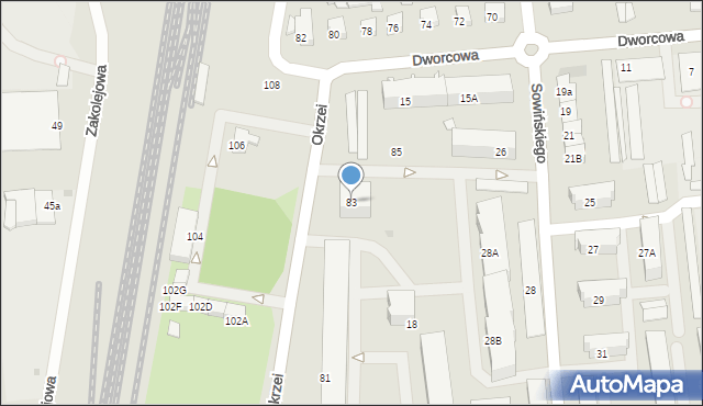 Wyszków, Okrzei Stefana, 83, mapa Wyszków
