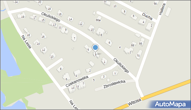 Zabrze, Okulickiego Leopolda, gen., 3, mapa Zabrza