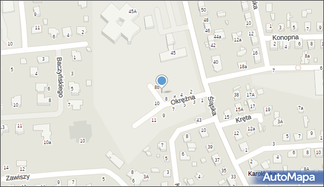 Zamość, Okrężna, 8a, mapa Zamościa