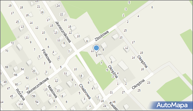 Zbychowo, Okrężna, 9, mapa Zbychowo