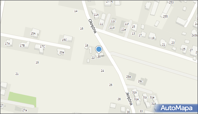 Zielonki-Parcela, Okrężna, 20, mapa Zielonki-Parcela