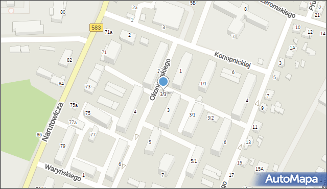 Żychlin, Okoniewskiego Zygmunta, inż., 3/3, mapa Żychlin