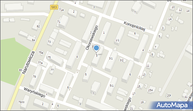 Żychlin, Okoniewskiego Zygmunta, inż., 3, mapa Żychlin