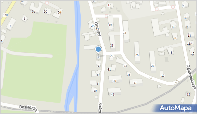 Andrychów, Olszyny, 2, mapa Andrychów