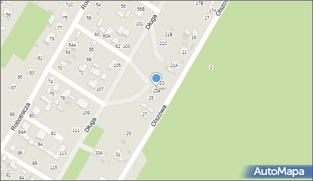 Biała Podlaska, Olszowa, 23a, mapa Białej Podlaskiej