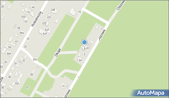 Biała Podlaska, Olszowa, 3, mapa Białej Podlaskiej