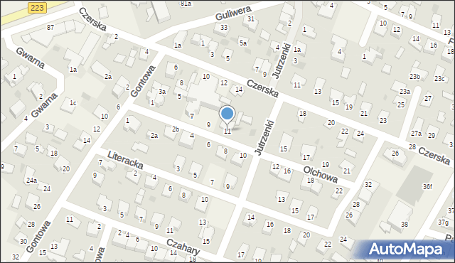 Białe Błota, Olchowa, 11, mapa Białe Błota