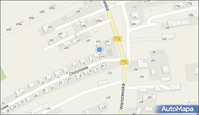 Bibice, Olszynowa, 1, mapa Bibice