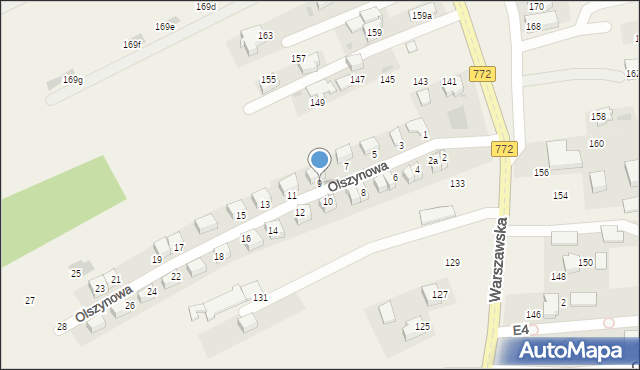 Bibice, Olszynowa, 9, mapa Bibice