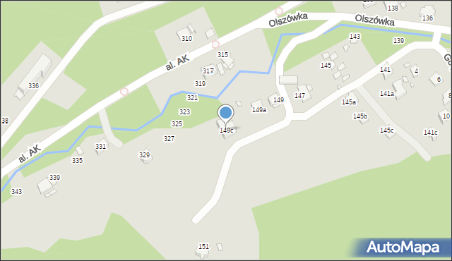 Bielsko-Biała, Olszówka, 149c, mapa Bielsko-Białej