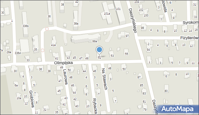 Bielsko-Biała, Olimpijska, 51, mapa Bielsko-Białej