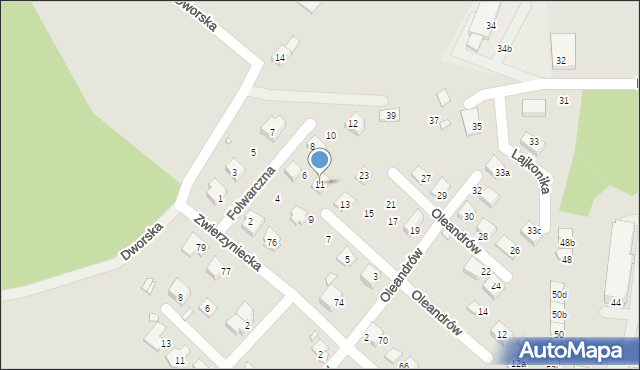 Bielsko-Biała, Oleandrów, 11, mapa Bielsko-Białej