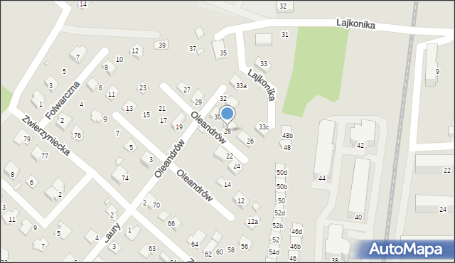 Bielsko-Biała, Oleandrów, 28, mapa Bielsko-Białej